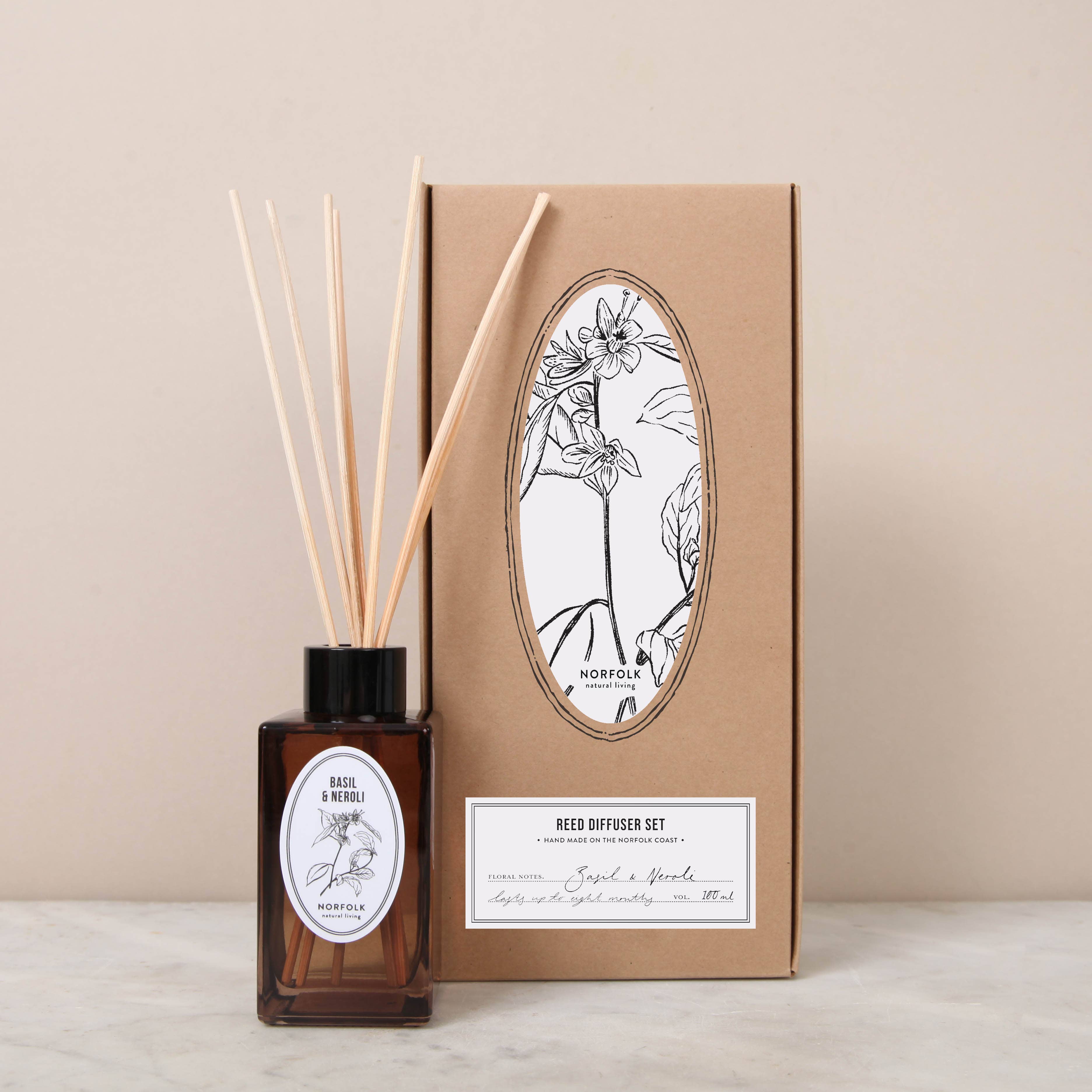 Reed Diffuser Set - Basil & Neroli 100ml