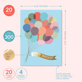 Pack of 20 Assorted Happy Birthday Cards with Envelopes